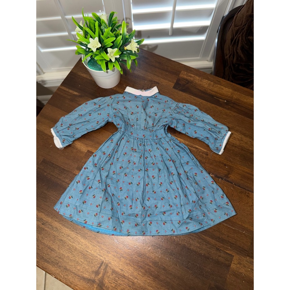Vintage 1986 Pleasant Company American Girl Kirsten Larson School Dress Blue